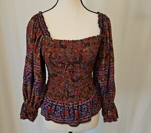 Haute Hippie Multicolor Smocked Blouse